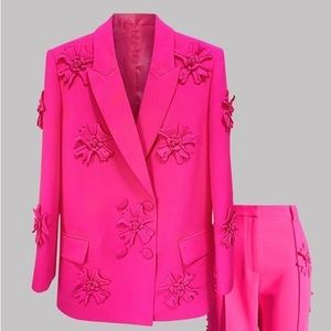 Pink blazer set with flowers